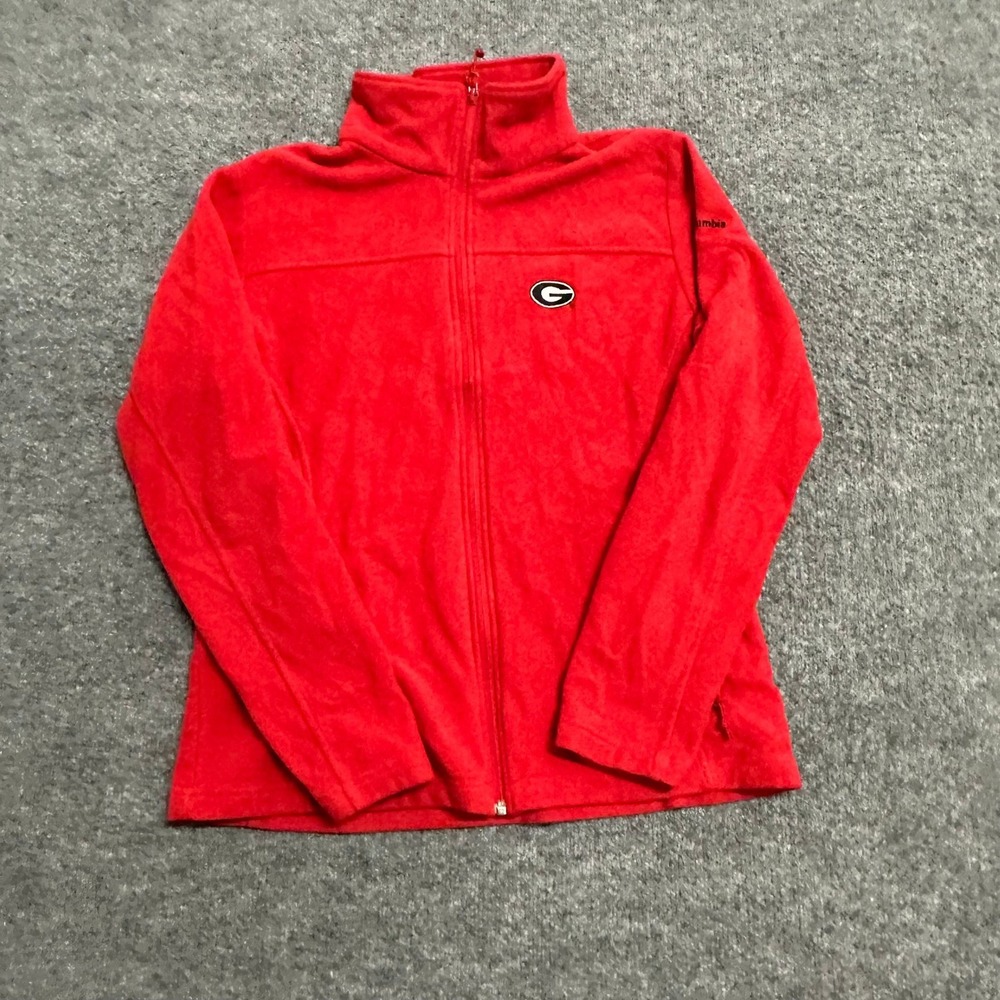 Columbia Fleece Jacket Womens Size L Red Georgia Bulldogs Full Zip Soft Outdoor